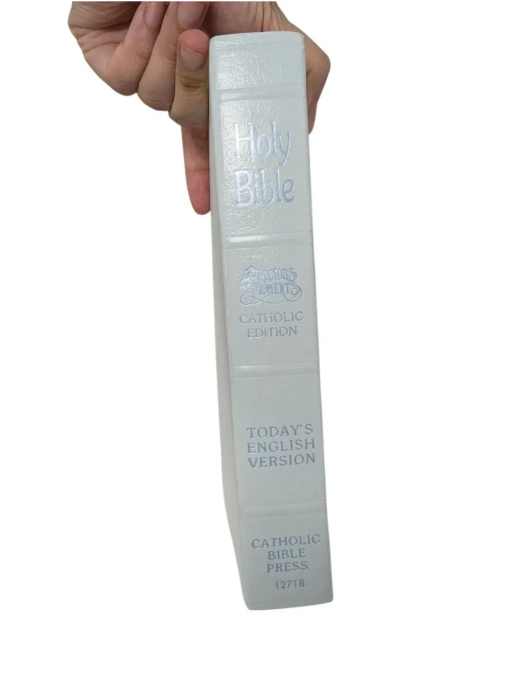 Vintage 1980s Precious Moments Blue Holy Bible Catholic Edition Today's English